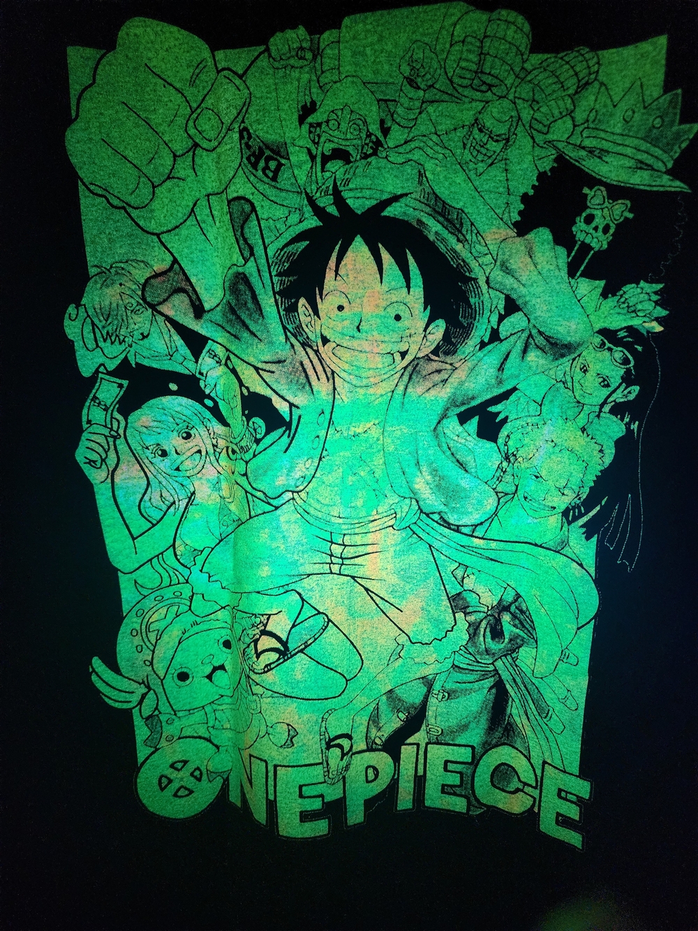 Colorful LUFFY Anime Graphic Tee - Black with Neon Print - Picture 4 of 6